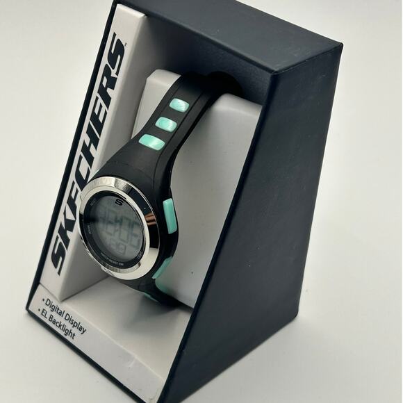Skechers Black & Blue Digital Watch EL Backlight Working in a Box - Picture 4 of 7